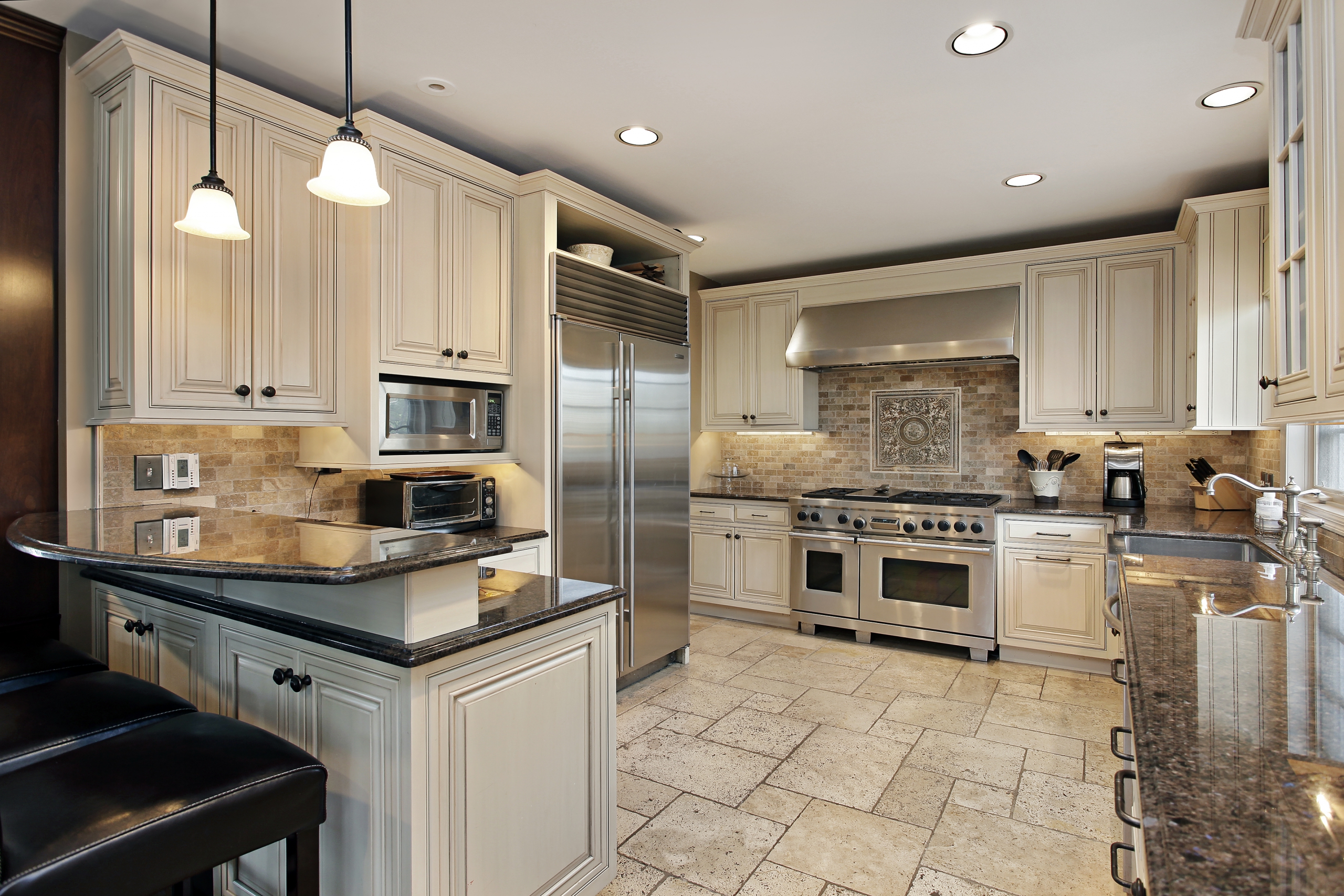 beautiful kitchen with granite countertops and stainless steal appliances