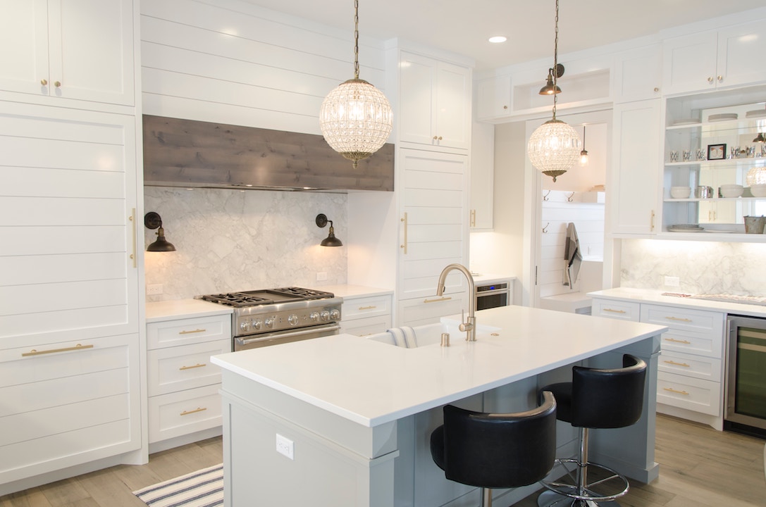 white quartz countertop custom white kitchen modern